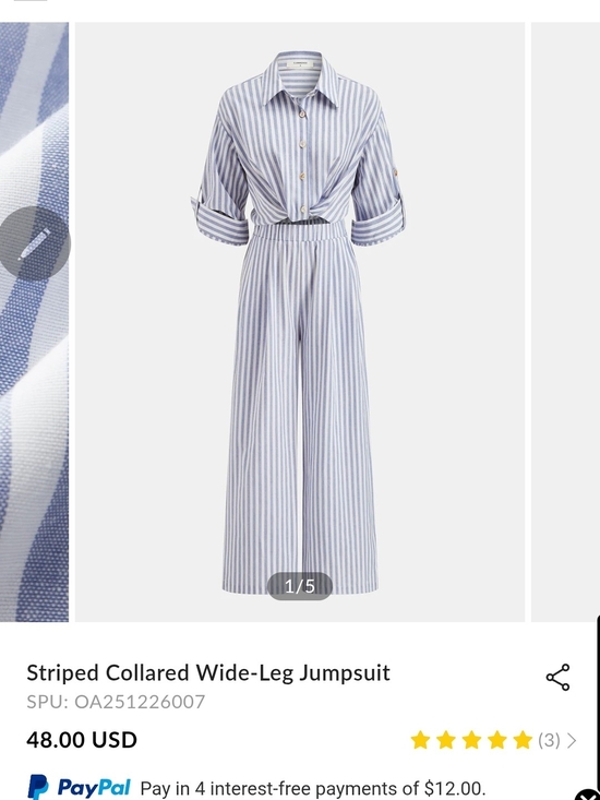 Commense Pants - COMMENSE NWT STRIPED COLLARED JUMP SUIT